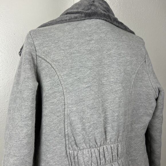The North Face Sweater Women Medium Grey Soft Fleece Line Zip Up Mid Length Cold - Picture 15 of 16